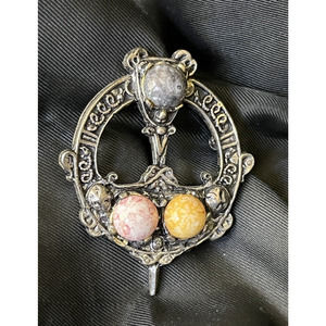 Vintage Celtic Brooch Pin Penannular Brooch Pin Celtic Jewelry Lucite Cabochons